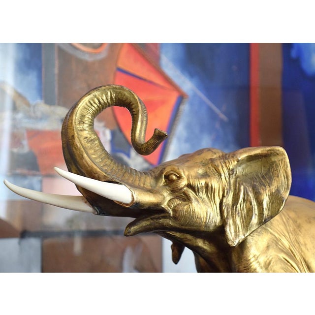 Irénée Rochard, Elephant with Baby, 1920s-1940s, Golden Spelter For Sale - Image 14 of 17