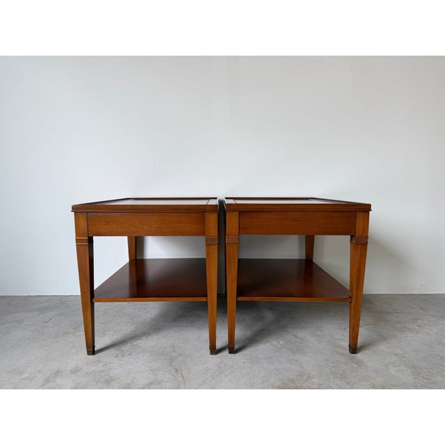 Vintage Hekman Neoclassical Style Wood End Tables With Drawers – A Pair For Sale - Image 10 of 17