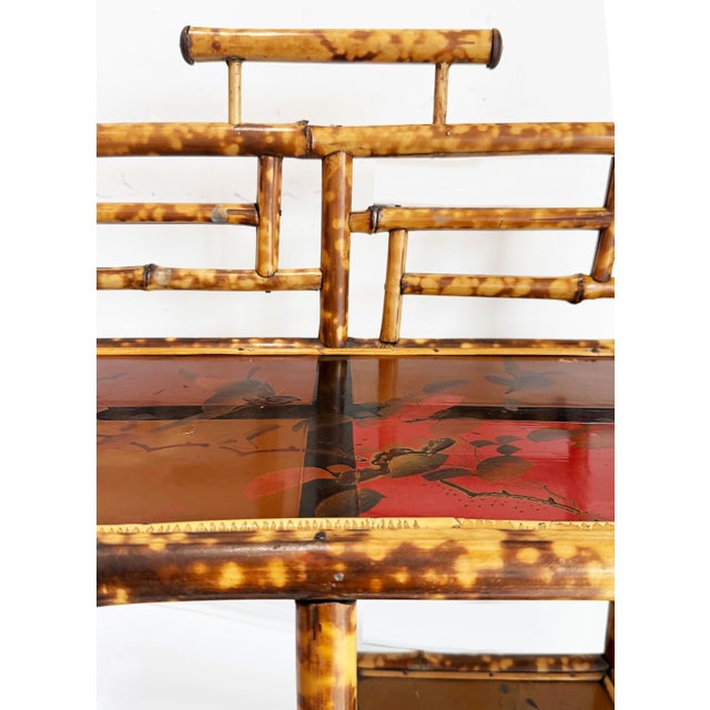 Antique Chinoiserie English Tortoiseshell Bamboo Etagere Display For Sale In Miami - Image 6 of 9