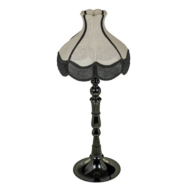 Boho Chic Buchanan Scalloped Aluminium Base Table Lamp, Natural/Black For Sale - Image 3 of 6