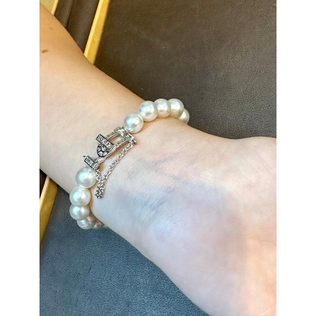 GIA Certified Burma No Heat Natural Spinel & Diamond & Pearl Bracelet, 18KWG For Sale - Image 12 of 18