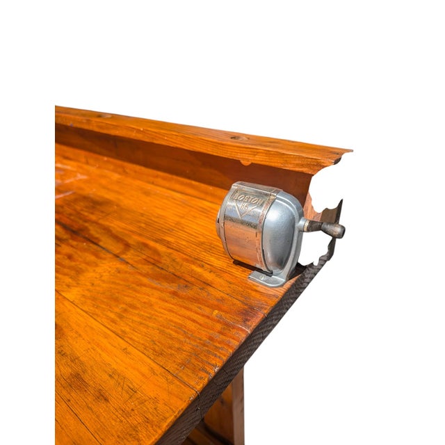 Wood Mid-20th Century Industrial Solid Wood Carpenter's Workbench Console Table For Sale - Image 7 of 18
