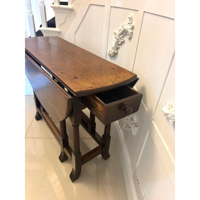 Antique Oak Gateleg Drop Leaf Dining Table, 1680s For Sale - Image 6 of 17