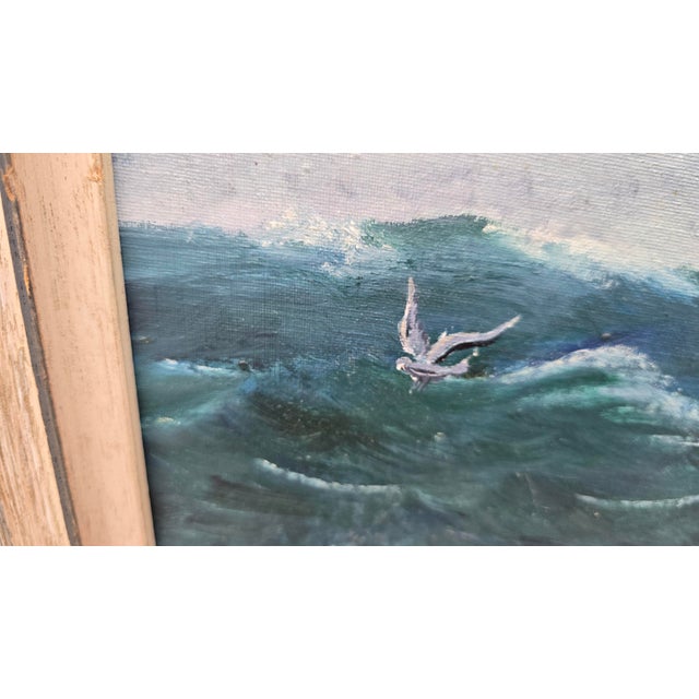 Vintage Mid Century Ship Clipper Sailing Through Choppy Waves Signed m.c. Besler For Sale - Image 14 of 17