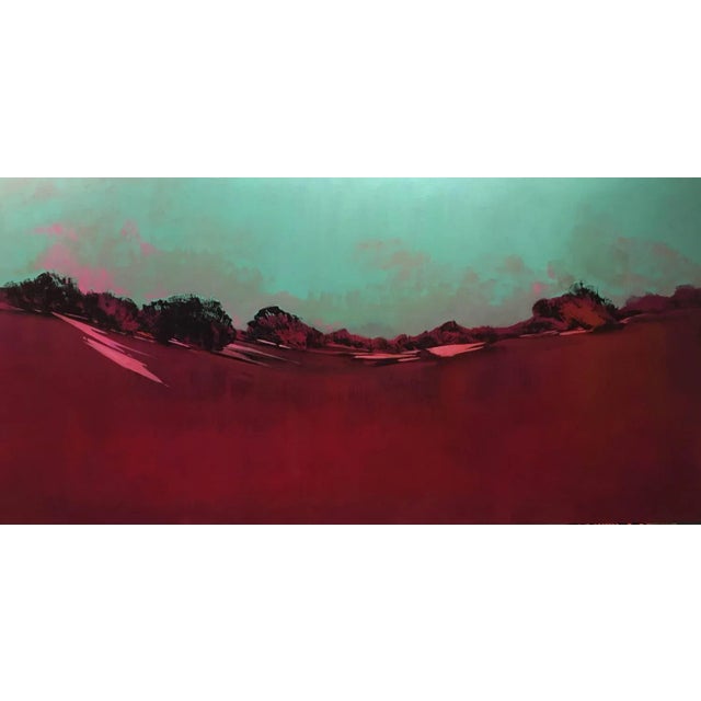 Geografia Del Color, Amanecer, Pink and Green Abstract Landscape, Oil Painting, 2016 For Sale - Image 4 of 4