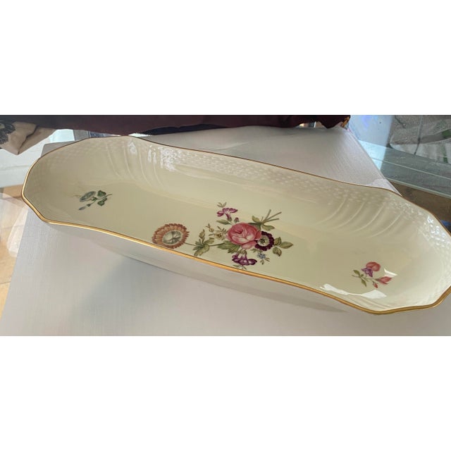 Vintage Royal Copenhagen Celery Dish in the Frijsenborg floral pattern. Measuring approximately 14.5" long x 5.5 " wide....