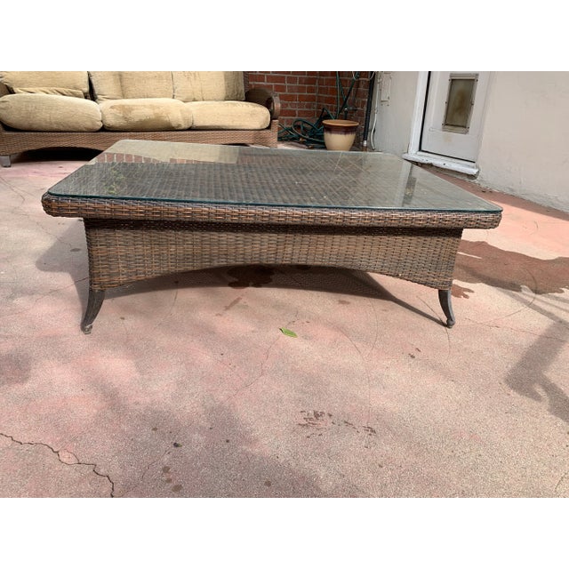 Outdoor Woven Vinyl Coffee Table For Sale In Los Angeles - Image 6 of 9