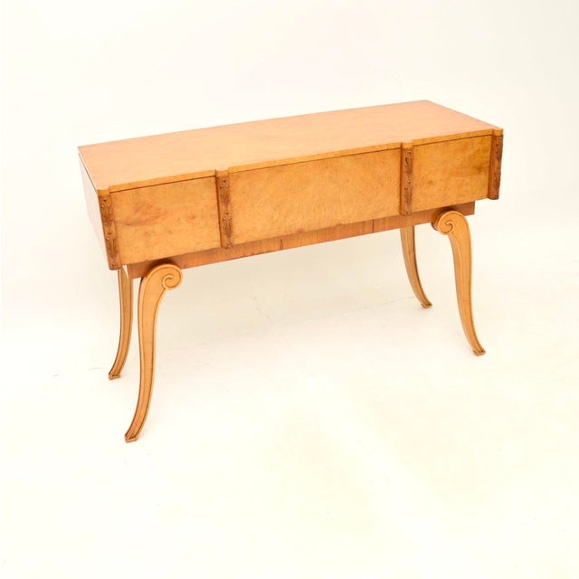 Art Deco Burr Walnut Console Table attributed to Hille, 1920s For Sale - Image 10 of 10