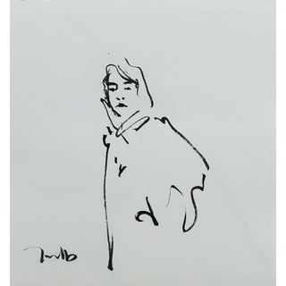 Contemporary Expressionist Style Figurative Ink Drawing by Jose Trujillo For Sale