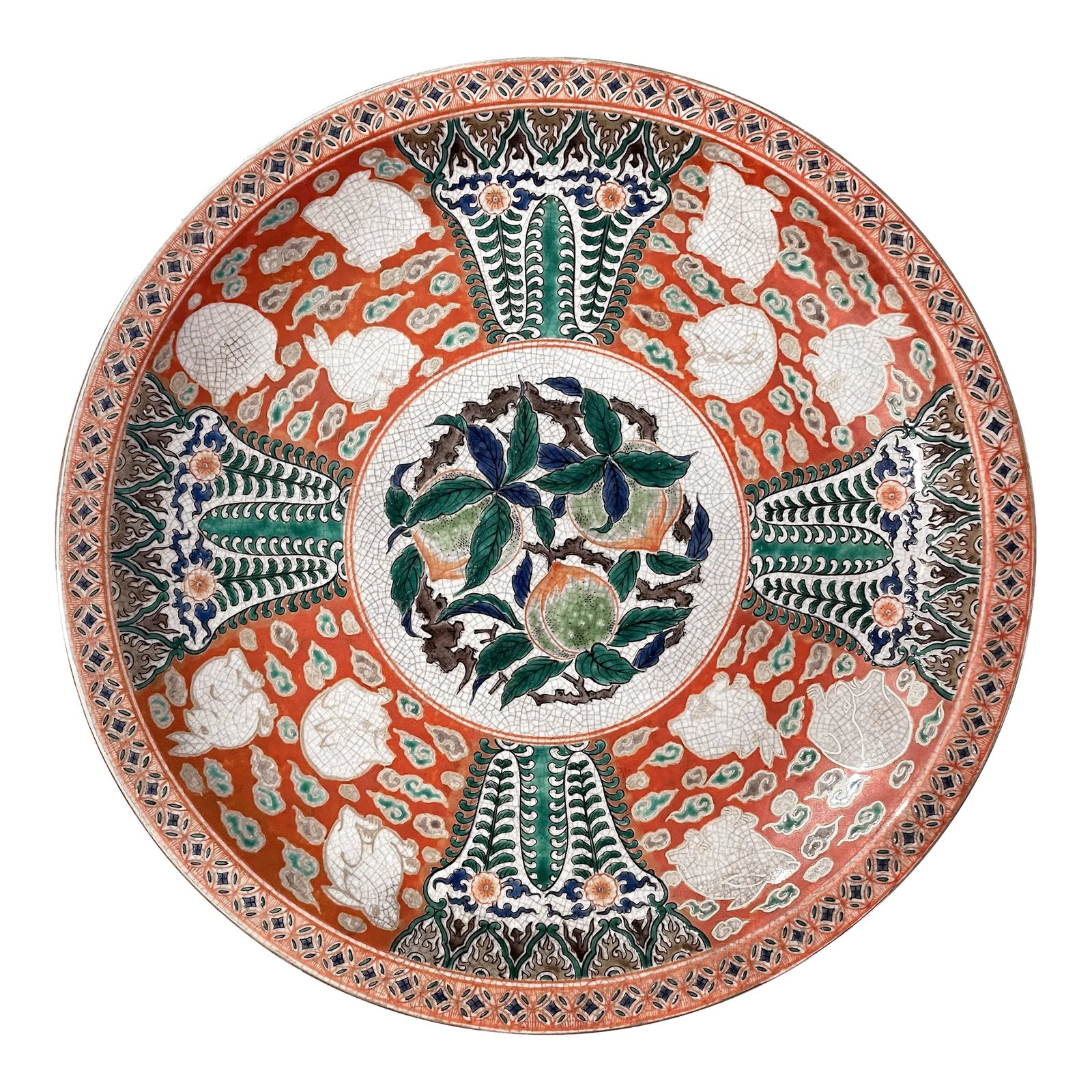 19th Century Japanese Edo Kutani Porcelain Plate With Rabbits | Chairish
