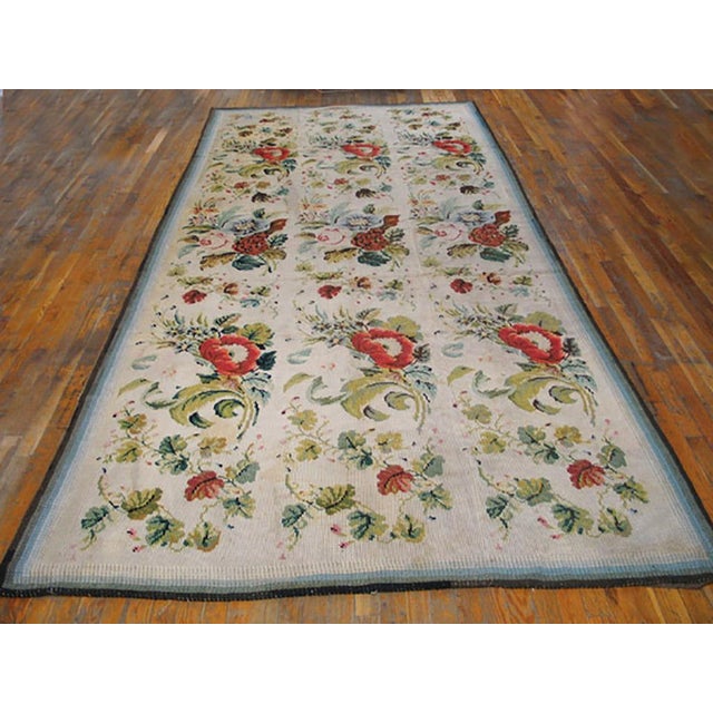 19th Century English Needlepoint Carpet ( 5'9" x 12'8 - 175 x 386 ) Needlepoint Reproduction needlework carpet. The...