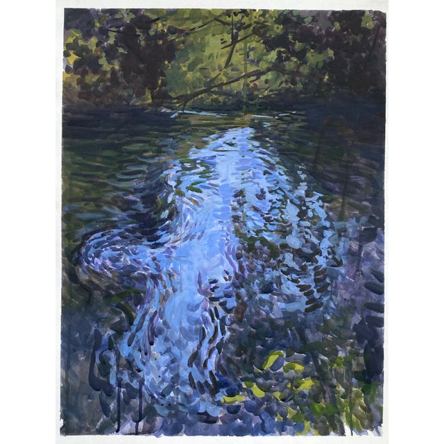 2010s Impressionist Style Painting on Paper Part of the Moving Waters Series For Sale - Image 5 of 6