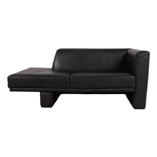 Visavis Leather Chaise Lounge Couch in Black from Brühl For Sale