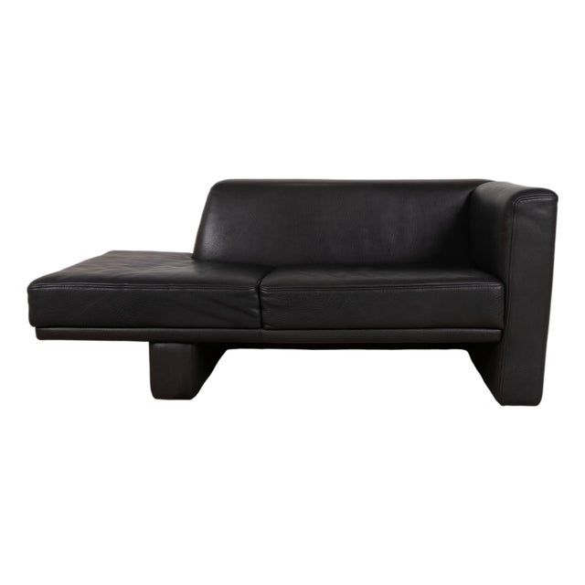 Visavis Leather Chaise Lounge Couch in Black from Brühl For Sale