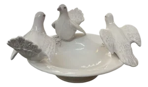 Vintage-Style Italian Ceramic Dove Bowl - Hand-Finished