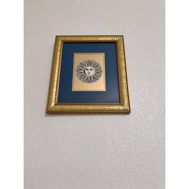 Printmaking Materials Vintage Piero Fornasetti "Soli" Sun Face Framed Print - Sole VI For Sale - Image 7 of 8