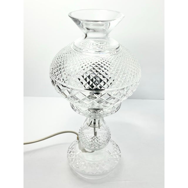 Contemporary 1990s Waterford Inishmore/Inishmaan, Alana Electric Crystal Hurricane Table Lamp For Sale - Image 3 of 12