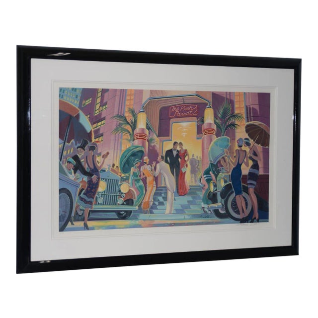 Michael Young "Pink Parrot Club" Original Signed Serigraph C.1990 For Sale