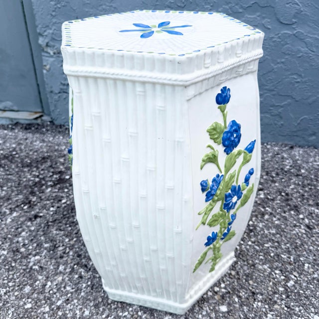 Ceramic Vintage Hand Painted Ceramic Planter/Side Table For Sale - Image 7 of 7