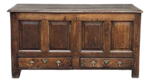 18th C English Oak Mule Chest George III Blanket Chest Paneled 54.5”