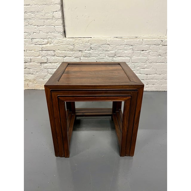 Vintage Solid Rosewood Nesting Tables For Sale - Image 4 of 12