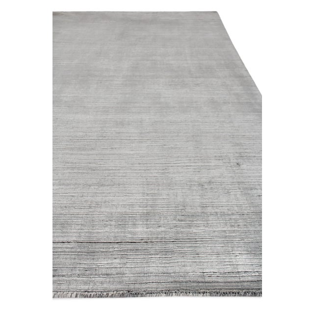 Banbury Handloom Wool Viscose Aqua Rug - 8'x10' For Sale - Image 4 of 8