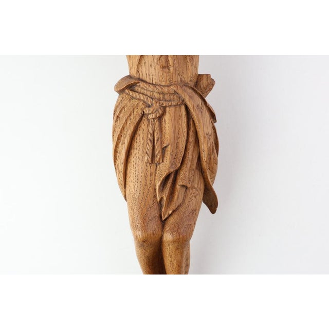 Wood Late 19th Century Sculpted Oak Crucifix, Italy, 1800s For Sale - Image 7 of 14