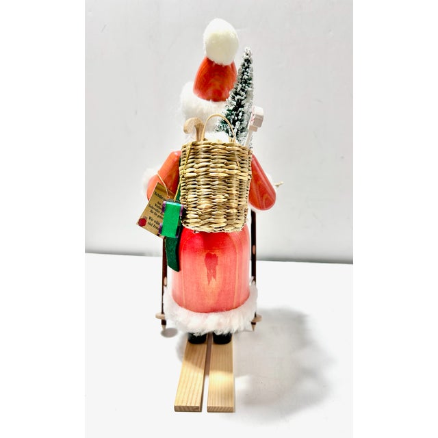 Christian Ulbricht German Santa Nutcracker on Skis - Erzgebirge Hand Carved Wooden Smoker - Vintage Alpine Holiday Decor For Sale - Image 9 of 13