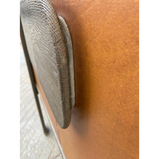 1970s 1970's Space Age Oak and Leather European Cabinet For Sale - Image 5 of 12