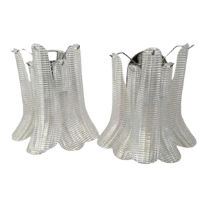 Murano Glass "Selle" Wall Sconces in Kromo Metal Frame - a Pair