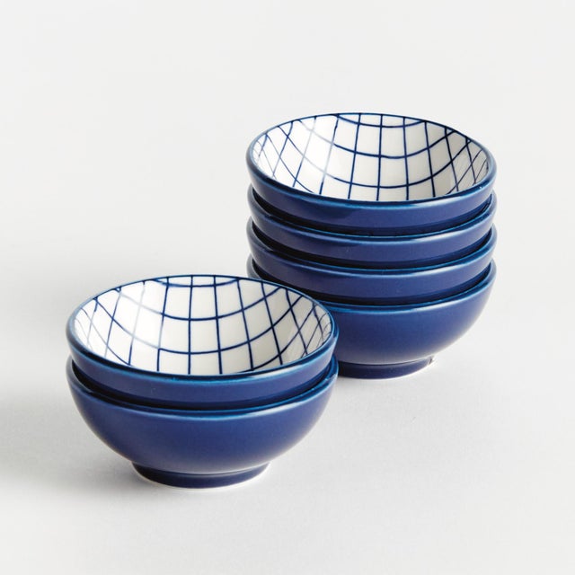 Early 21st Century Stria Grid Dip Bowls, Set Of 6 For Sale - Image 5 of 8