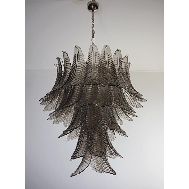 Italian Smoked Murano Glass Six-Tier Felci Chandelier For Sale - Image 5 of 16