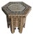 Vintage Marquetry Wood Inlay With Mother-of-Pearl Hexagonal Side Table For Sale
