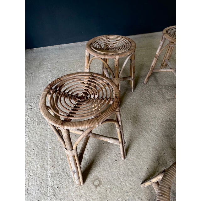 Boho Bamboo Stool Set, Italy, 1960s, Set of 6 For Sale - Image 9 of 18