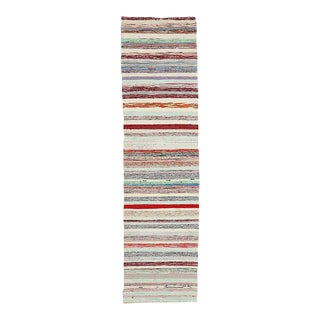 Mid 20th Century Striped Vintage Rag Runner For Sale