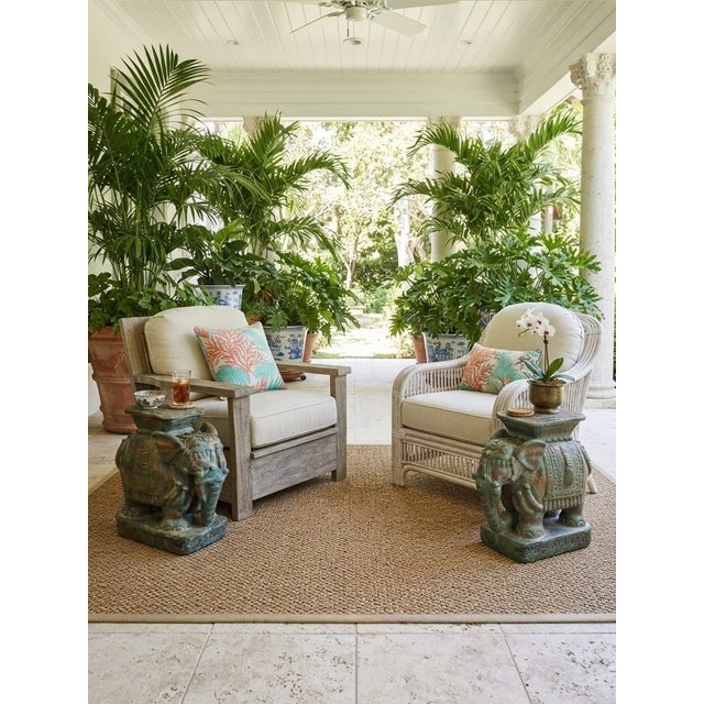 Verdigris Vintage Ceremonial Elephant Ceramic Garden Seats For Sale - Image 8 of 12