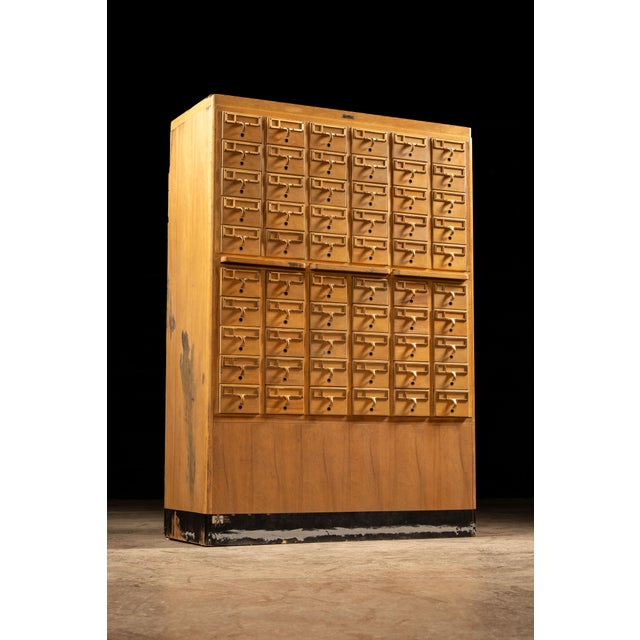 Mid-Century Modern MCM 60-Drawer Maple Card Catalog by Library Bureau For Sale - Image 3 of 17