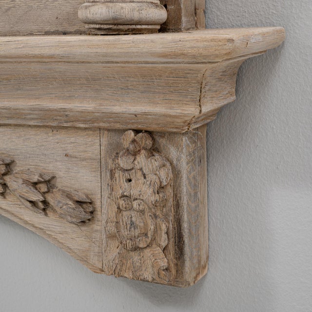 Brown 1900s French Louis XVI Carved Oak Mirror With Shelf For Sale - Image 8 of 18