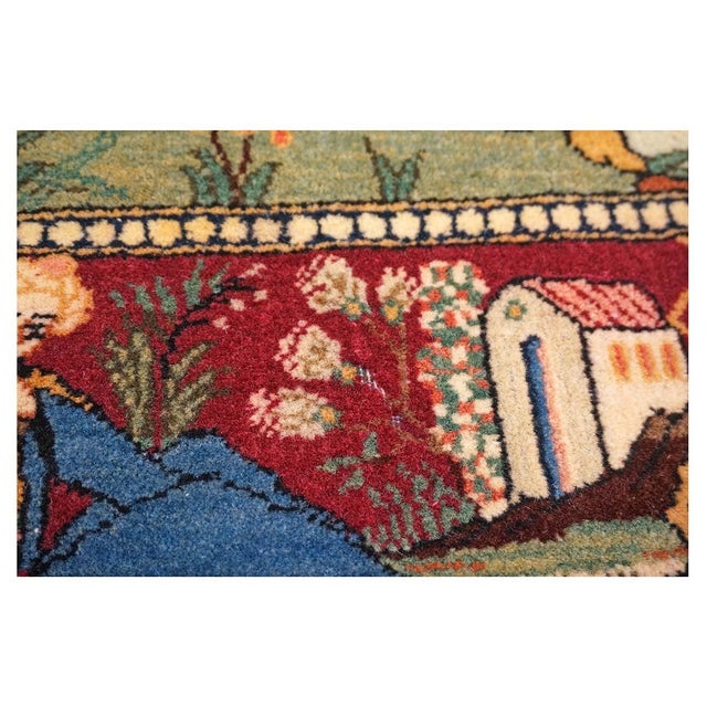 Antique Persian Kashan Wool 4X7 Multicolor Handmade Pictorial Area Rug #9900881 For Sale - Image 11 of 16