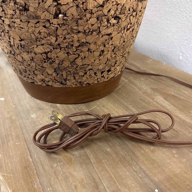 1960s Large Cork Lamp Vintage Milo Baughman Design For Sale - Image 5 of 5