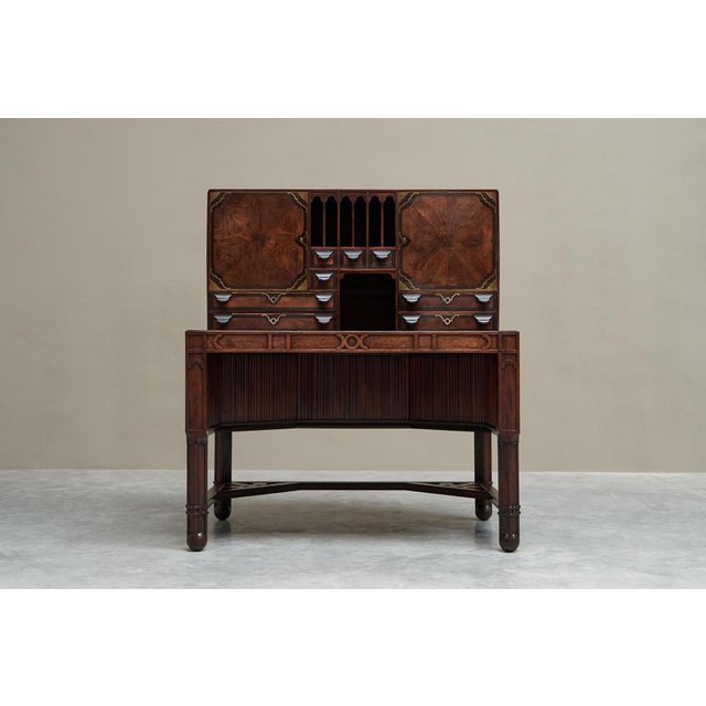 Vintage Desk in Mahogany and Brass, 1930s For Sale - Image 12 of 18