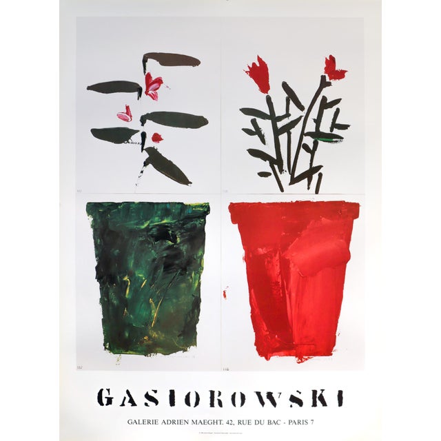 1973 French Exhibition Poster, Gerard Gasiorowski, Pots De Fleurs 117-118 For Sale - Image 6 of 6