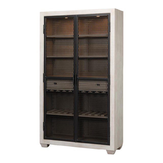 Modern Industrial Tall Bar Cabinet For Sale