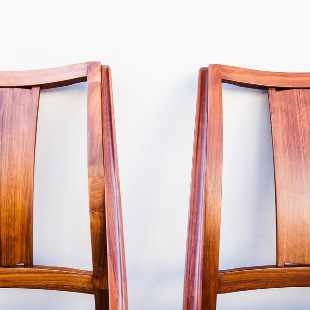 Glenn of California Rare 1960s Glenn of California Low Arm Walnut Dining Chairs For Sale - Image 4 of 18