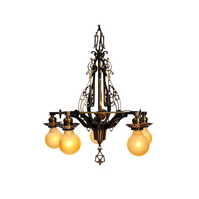 The finish on this fixture is about as good as you can get! Entirely original--all we did was clean and rewire it, with...
