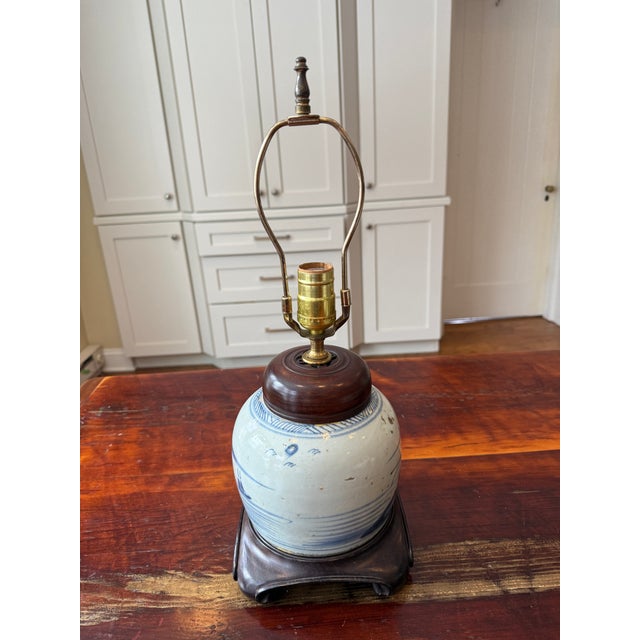 Antique Blue and White Porcelain Chinese Ginger Jar Lamp For Sale In Philadelphia - Image 6 of 10