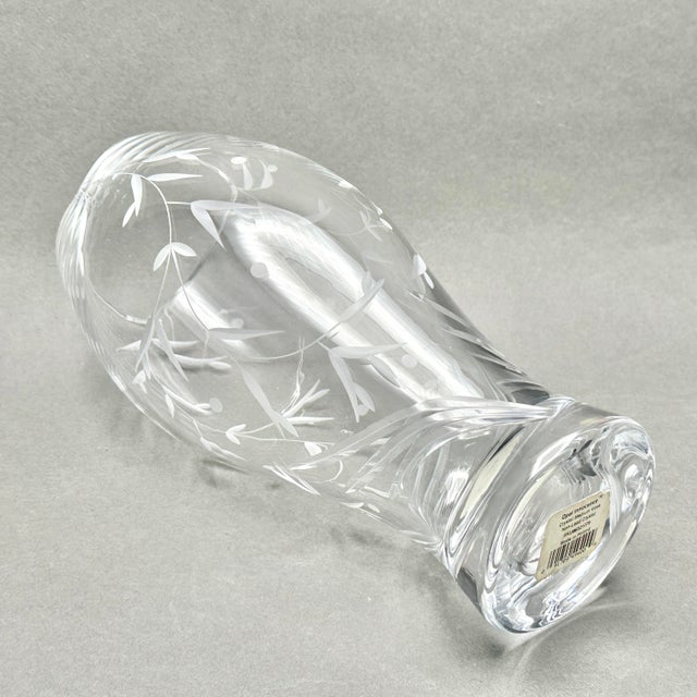 Vintage Lenox “Opal Innocence” Crystal Vase With Etched Vine Design and Scalloped Rim For Sale - Image 10 of 11