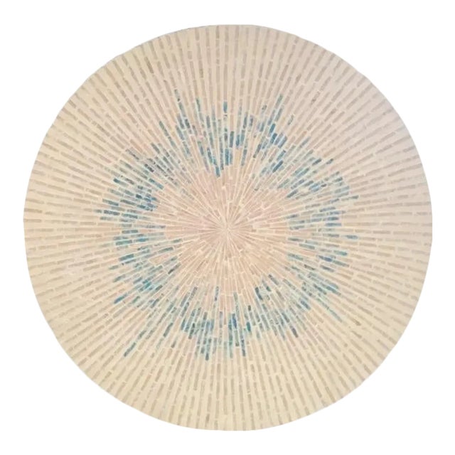 Decorative Extra Large Seashell Coastal Regency Cream Teal Starburst Wall Plate Decor For Sale