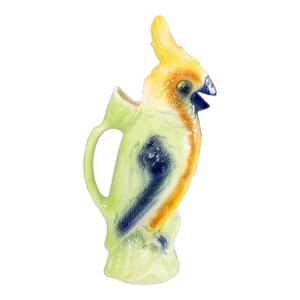 Vintage French Saint Clement Majolica Parrot Absinthe Pitcher Decanter