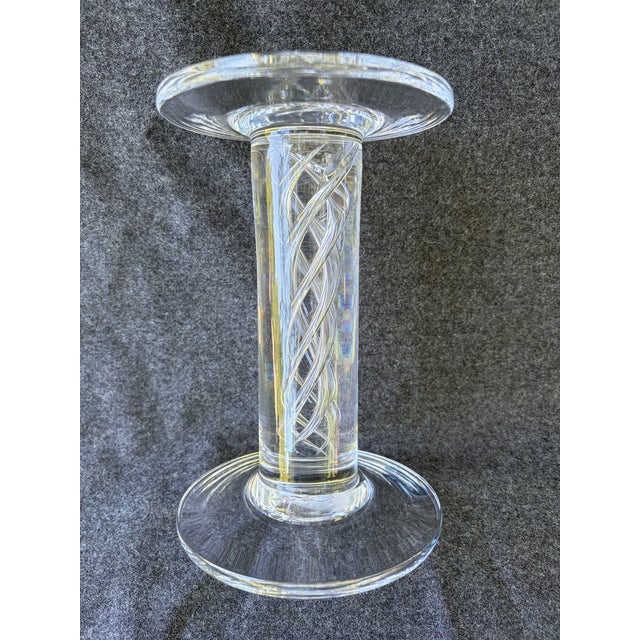 Contemporary Vintage Simon Pierce Hand Blown Pillar Air Twist Candle Holder Pedestal For Sale - Image 3 of 14